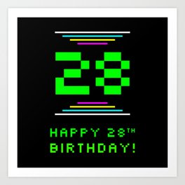 [ Thumbnail: 28th Birthday - Nerdy Geeky Pixelated 8-Bit Computing Graphics Inspired Look Art Print ]
