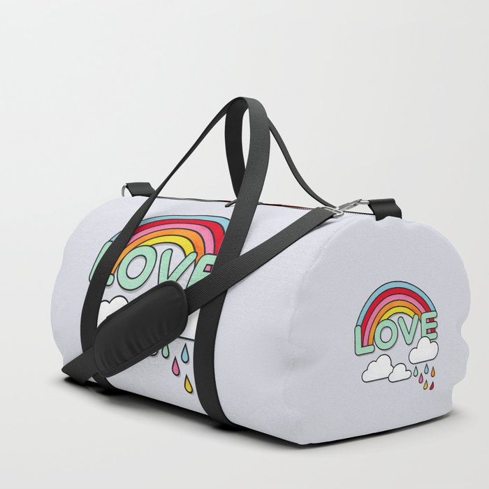 Rainbow Love Typography Duffle Bag