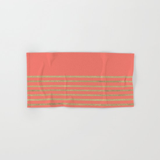 Peach and Gold Stripes Hand & Bath Towel