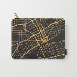 DETROIT MICHIGAN GOLD ON BLACK CITY MAP Carry-All Pouch