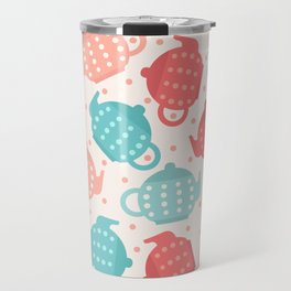 colorful pastel and polka dot teapot pattern Travel Mug