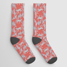 Fashionable white leopards  Socks | Cheetah, Tiger, Coral, Gold, Earnings, Red, Big Cat, Wild, Re Lips, Safari 