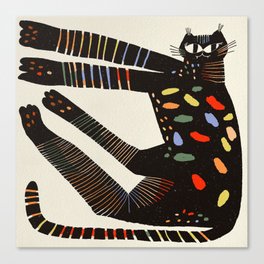 Magic cat Canvas Print | Rainbow, Loveislove, Cat, Kitten, Painting, Digital, Pattern, Curated, Colorful, Blackcat 