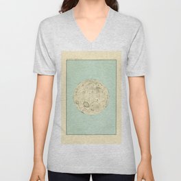 The Moon Vintage Illustration Drawn by Camille Flammario a Map of the Moons Surface and Craters V Neck T Shirt