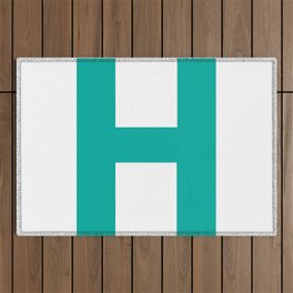 Letter H (Turquoise & White) Outdoor Rug