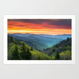 Great Smoky Mountains Gatlinburg Tennessee Mountain Sunrise Scenic Outdoor Landscape Art Print