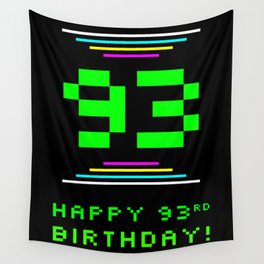 [ Thumbnail: 93rd Birthday - Nerdy Geeky Pixelated 8-Bit Computing Graphics Inspired Look Wall Tapestry ]