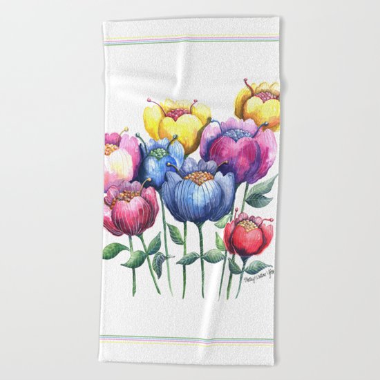 Dancing Posies Beach Towel