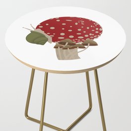 Red Spotted Mushroom, Tiny Mushrooms, with a Snail Side Table