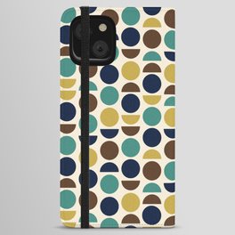 Phases of the Moon Mid Century Modern Boho Gold Yellow Dark Gray Grey Turquoise Aqua Lime Khaki Teal iPhone Wallet Case