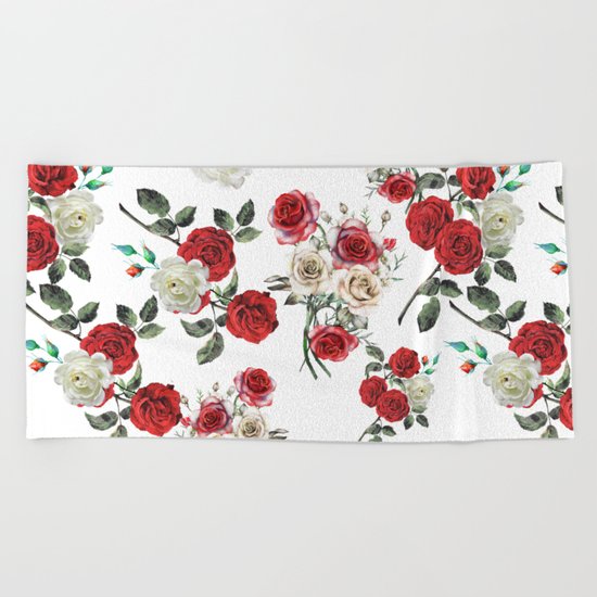 Seamless Floral Pattern Beach Towel