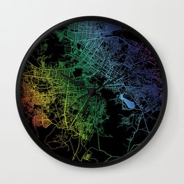 Kabul, Afghanistan, City, Map, Rainbow, Map, Art, Print Wall Clock