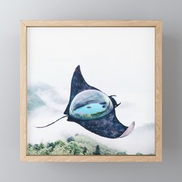 Space Manta Ray Framed Mini Art Print