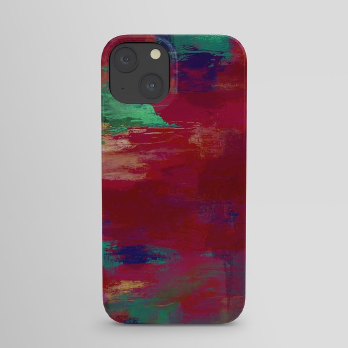 Crimson Overflow - Abstract, red, crimson, green, purple oil painting iPhone Case