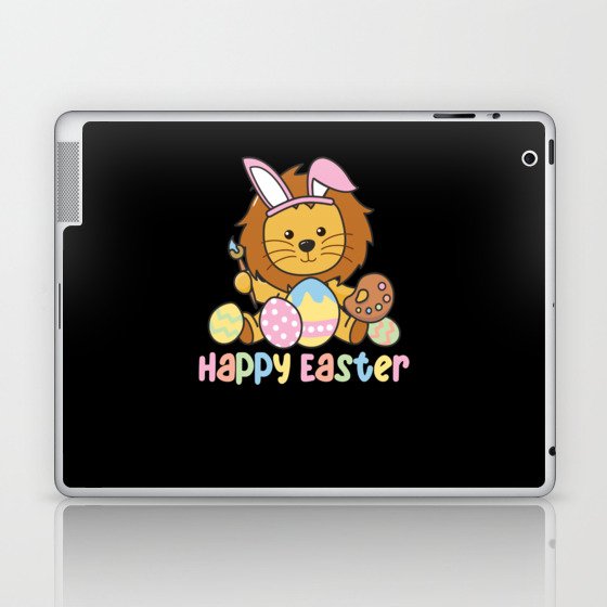 Happy Easter Cute Lion At Easter With Easter Eggs Laptop & iPad Skin