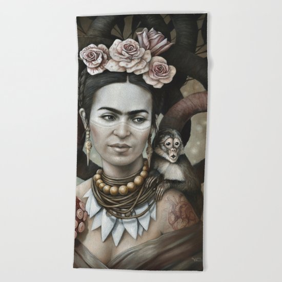 Hommage à Frida Kahlo 3 Beach Towel