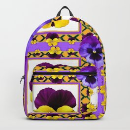 ASYMMETRICAL SPRING PURPLE & YELLOW PANSIES  ART Backpack