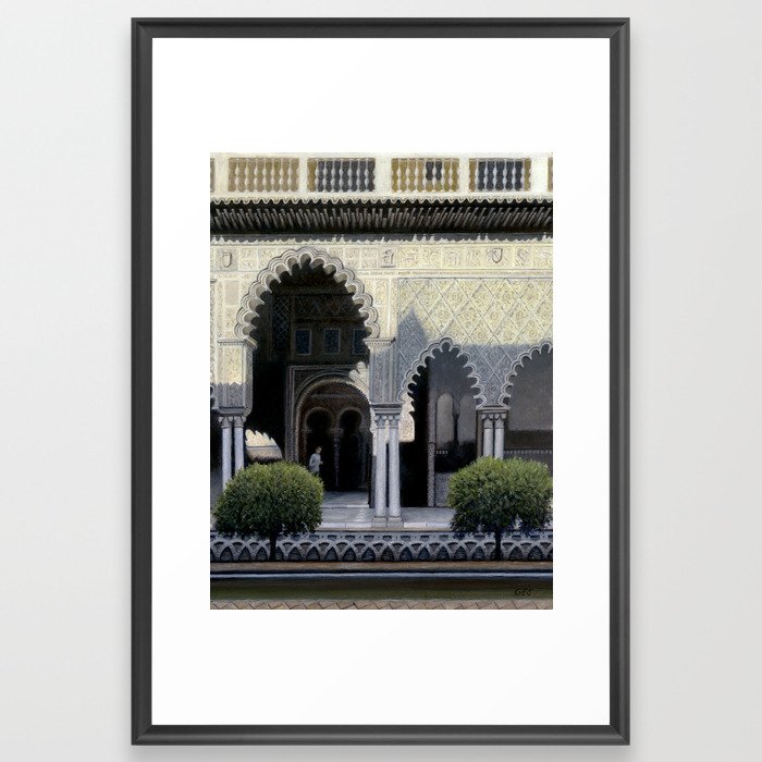 Alcázar Courtyard, Seville, Spain Framed Art Print