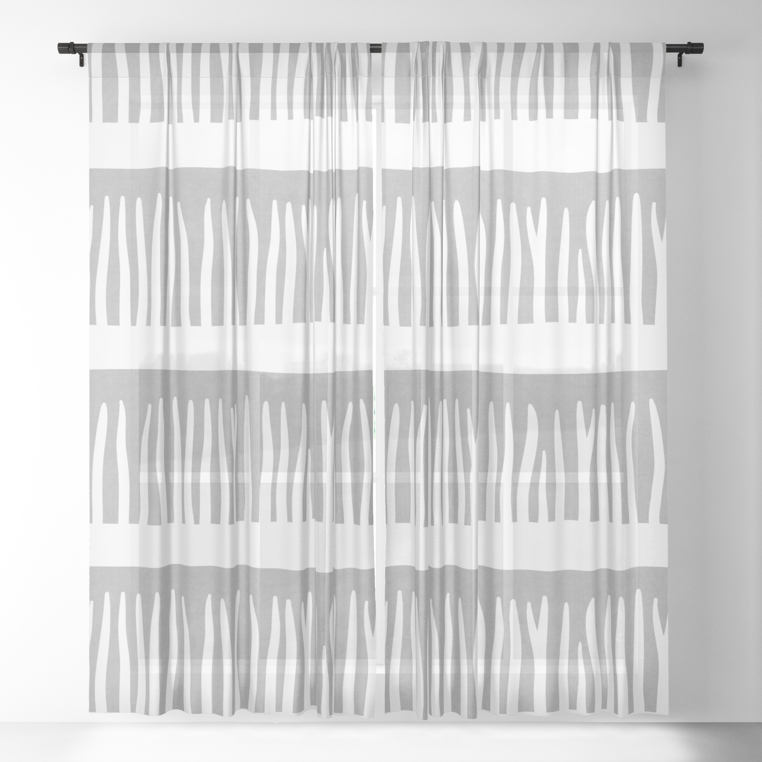Abstract Blades Of Grass In Grey Sheer Curtain By Beckybailey1