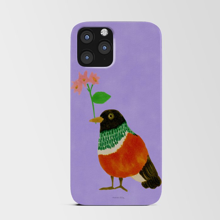 Flower Giving Bird - Orange and Purple iPhone Card Case