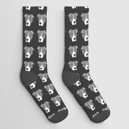 Grey and White Pit Bull Socks