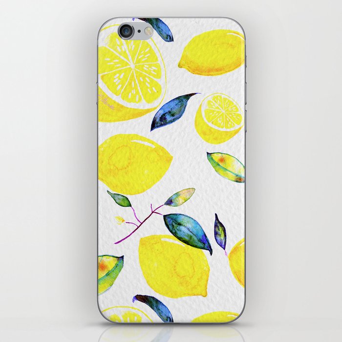 Summery Lemons and Leaves iPhone Skin