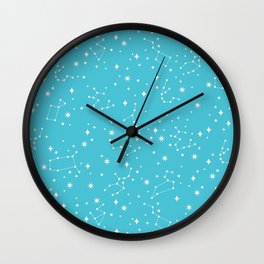 Constellations in a Cyan Sky Wall Clock