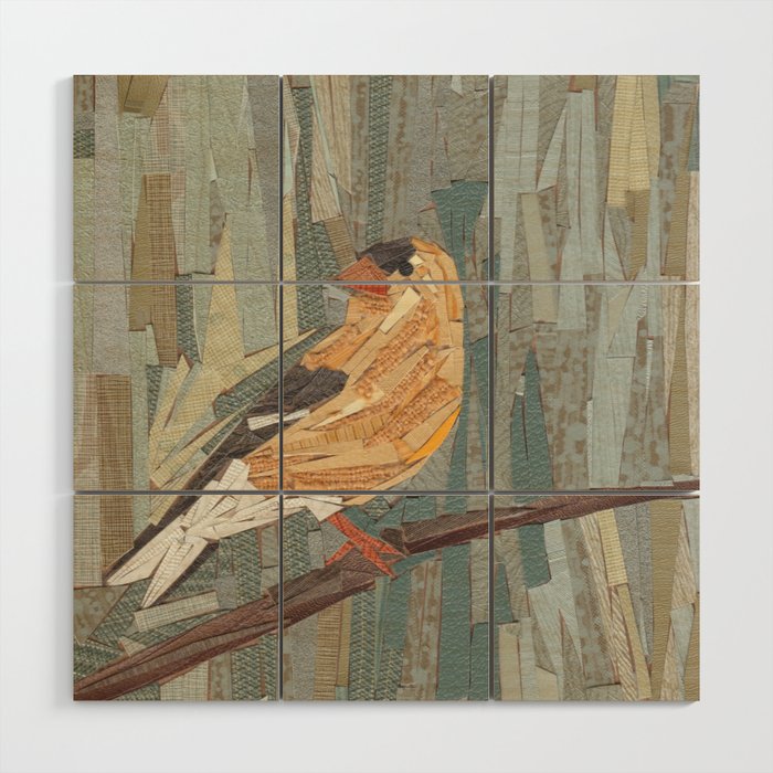 American Goldfinch with Grey Background Wood Wall Art