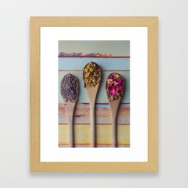 Three Beauties, Floral and Wooden Spoon Framed Art Print