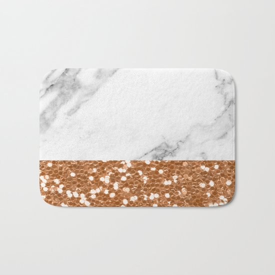 Marble and brass glitter Bath Mat