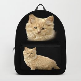 Fluffy Yellow Feline Friend Cat Pet Portrait Backpack