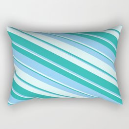 [ Thumbnail: Light Cyan, Light Sea Green & Light Sky Blue Colored Lines/Stripes Pattern Rectangular Pillow ]