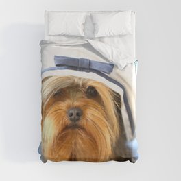 Little Sailor Yorkshireterrier With Sailor Hat  Duvet Cover