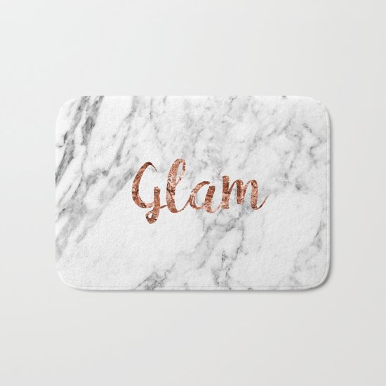 Rose gold on marble - glam Bath Mat