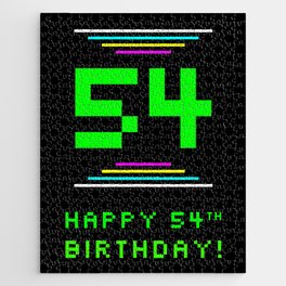[ Thumbnail: 54th Birthday - Nerdy Geeky Pixelated 8-Bit Computing Graphics Inspired Look Jigsaw Puzzle ]