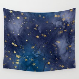 Gold stardust night sky Wall Tapestry