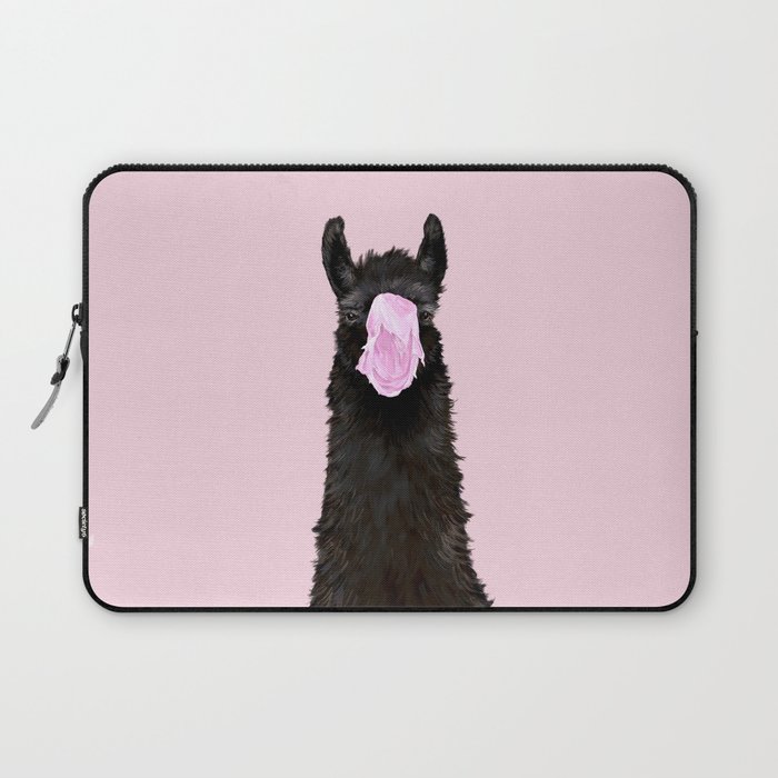 Bubble Gum Popped on Black Llama (3 in series of 3)  Laptop Sleeve