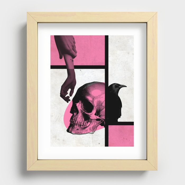 Death Mondrian in pink and black Recessed Framed Print