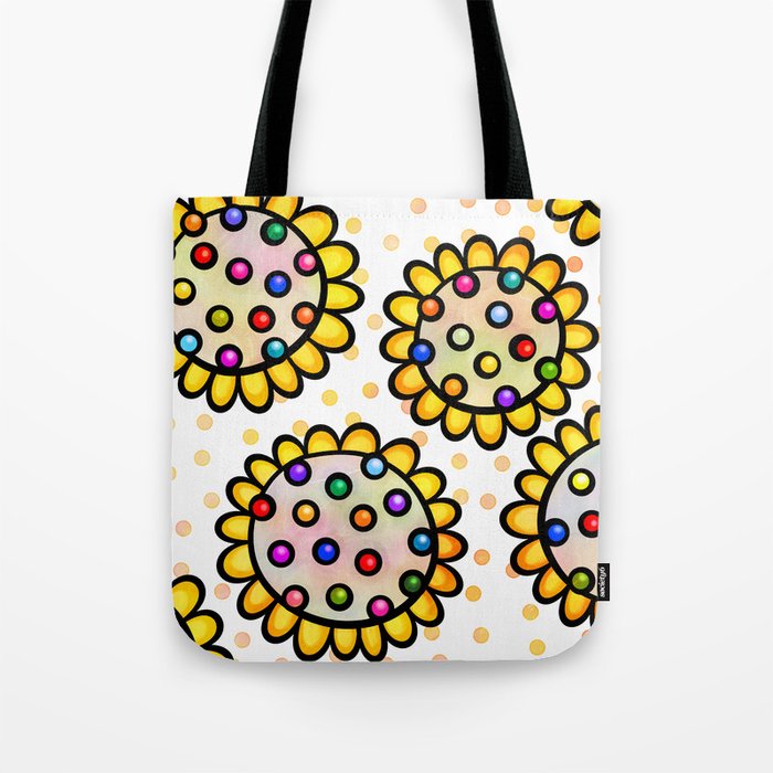 Watercolor Doodle Daisy Flower Pattern 05 Tote Bag