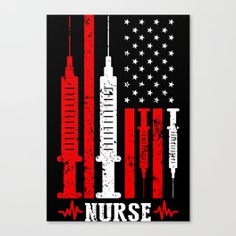 Nurse Shots American Flag Retro Vintage USA Canvas Print