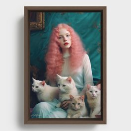 Le Blanche 50 Beauty and cats Framed Canvas