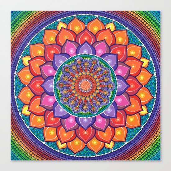 Lotus Rainbow Mandala Canvas Print