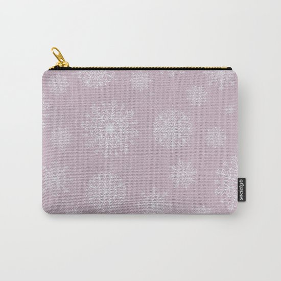 Assorted Snowflakes On Pink Background Carry-All Pouch