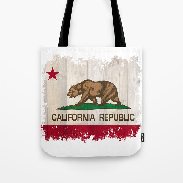 California Republic flag on woodgrain   Tote Bag