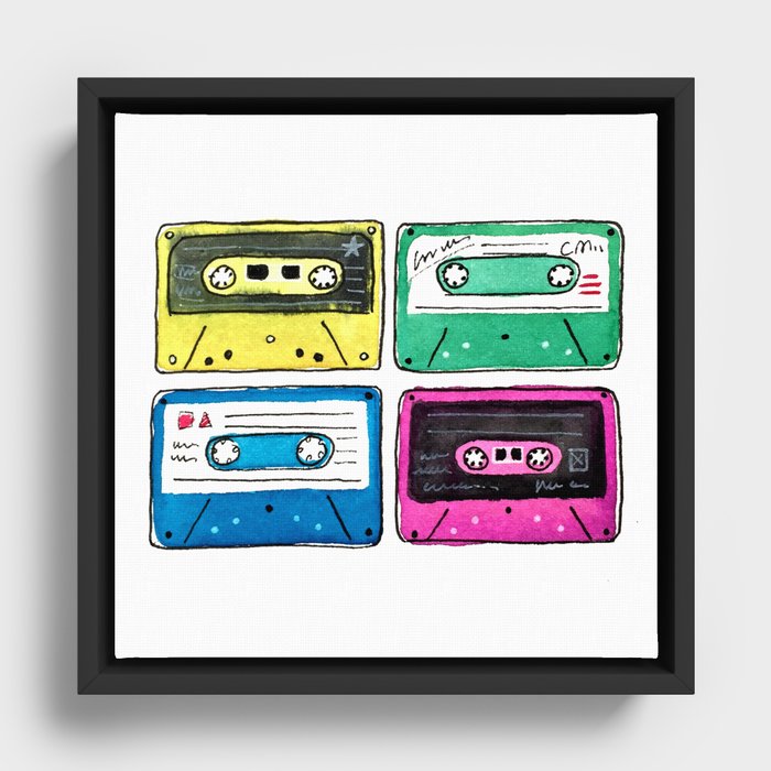 Cassettes Framed Canvas