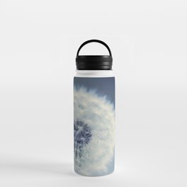 Flower photography - dandelion - navy blue and white floral Water Bottle