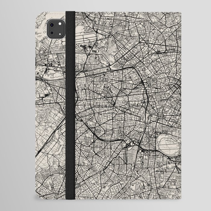 Germany, Berlin - Authentic Black and White Map iPad Folio Case