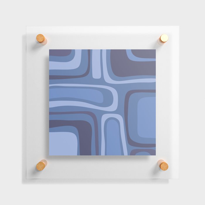 Palm Springs Retro Mid-Century Modern Abstract Pattern in Blue Tones Floating Acrylic Print
