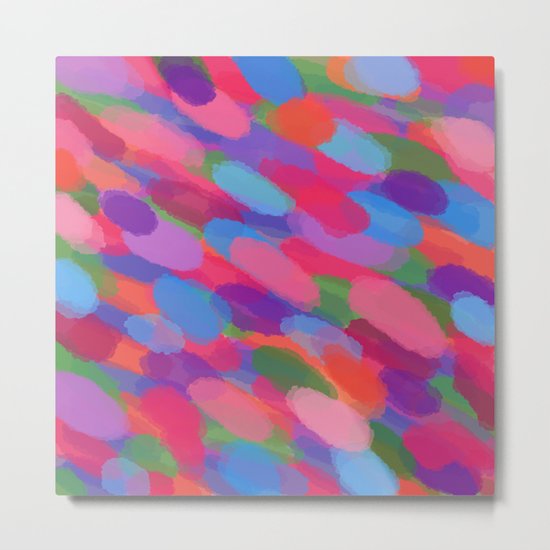 Rainbow Droplets Abstract Art Metal Print