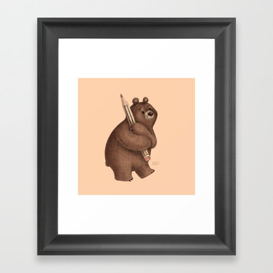 The Drawing Bear Framed Art Print